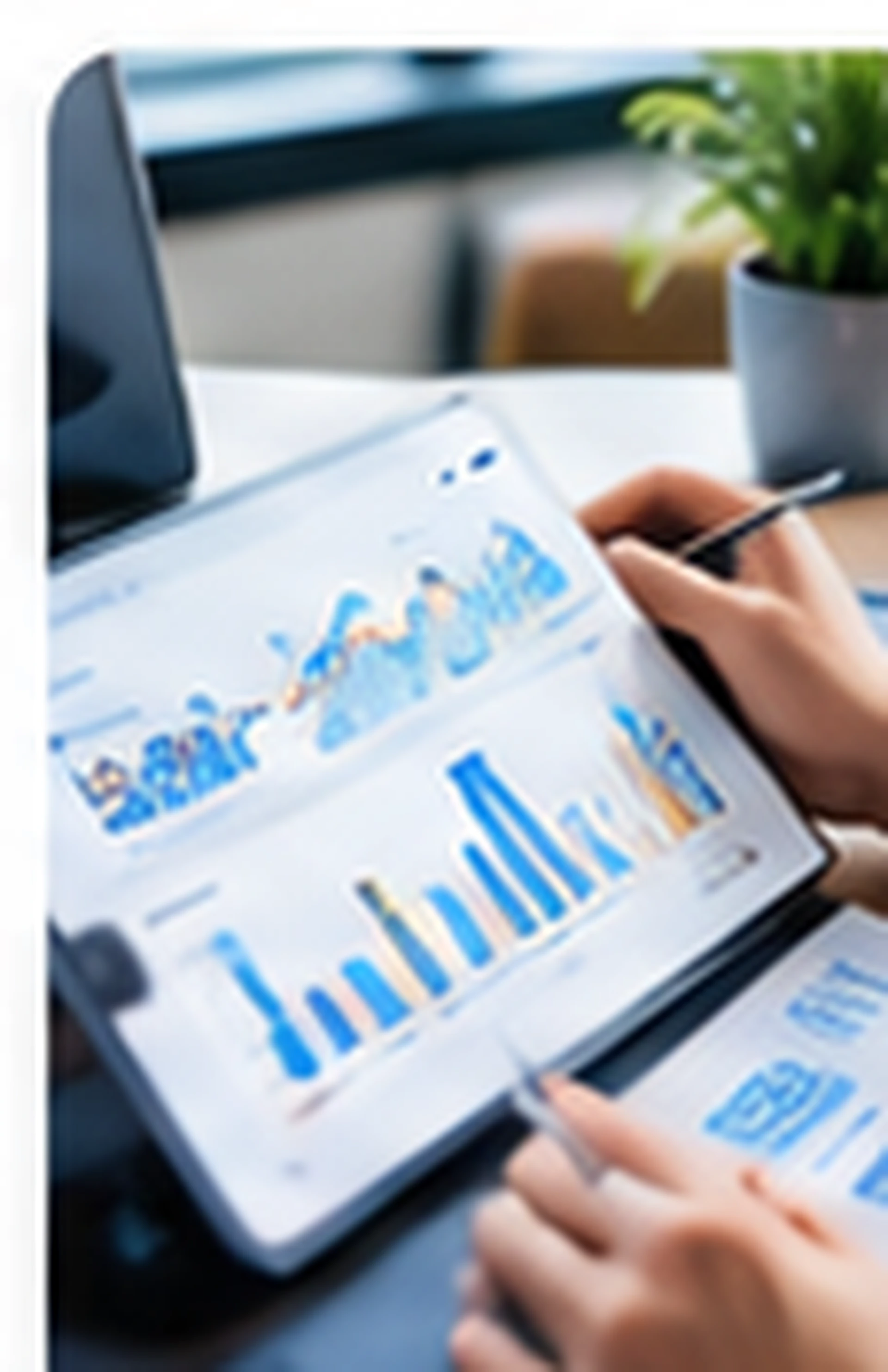 Business analytics charts displayed on a tablet